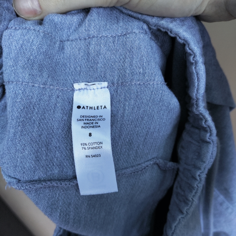 Athleta Farallon Heathered Light Blue Wide Leg Pants - Picture 7 of 8